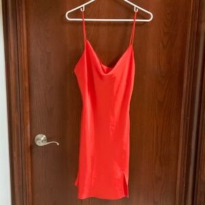 Cotton Candy Vibrant Red Satin Slip Dress